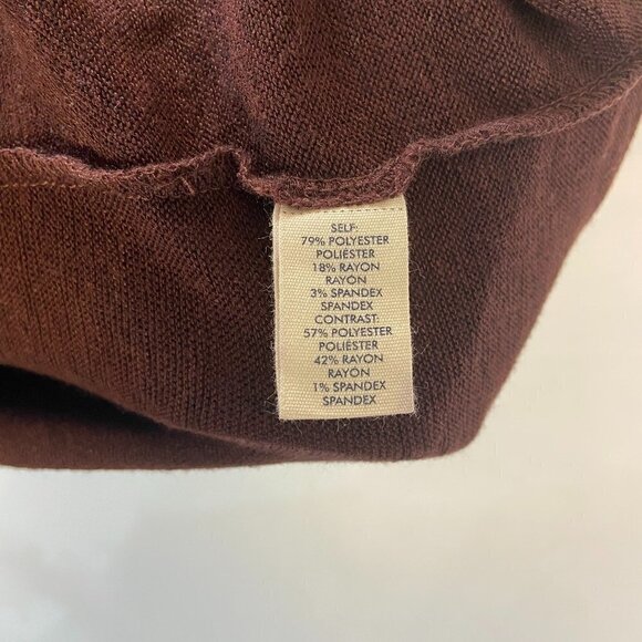 BKE Button Front Knit Sweater V-Neck Long Sleeve Women's Size M Burgundy Grey - Picture 8 of 8